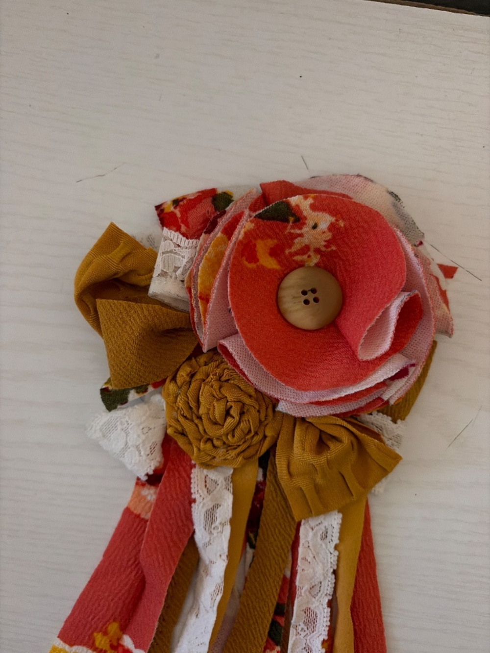 Peachy and Mustard Floral Flower Pin! - Picture 2 of 3